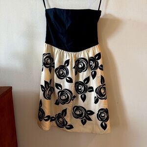 White House Black Market silk strapless black tie cocktail dress (size 2)